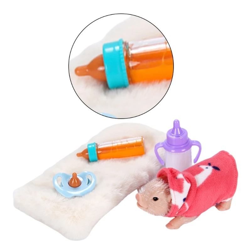 Pig Model Life Like Silicone Animal Toy Realistic Piglet Toy with Clothes Animal Soft Reborns Raise A Pet Toy