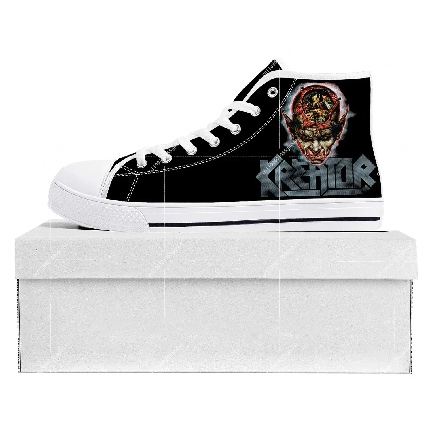 Kreator Band High Top High Quality Sneakers Mens Womens Teenager Gods Of Violence Sneaker Couple Shoes Custom Made Shoe WhiteCus
