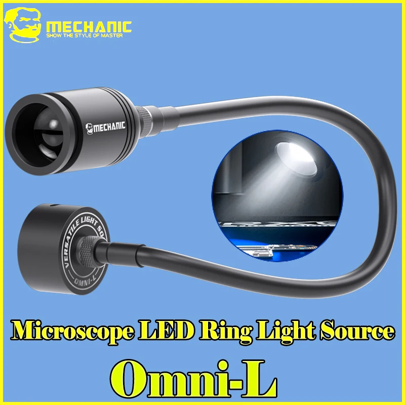 

MECHANIC Omni-L 5W High CRI Microscope LED Ring Light Source Modular Adjustable Bendable Stepless Dimming LED Lamp Magnetic Base