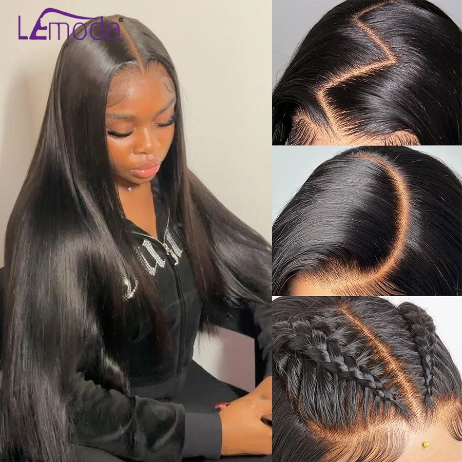 

Lemoda 250% Density Upgraded 13x6 HD Lace Front Human Hair Wig Straight 13x4 Full Frontal Lace Wigs Virgin Pre Plucked Brazilian