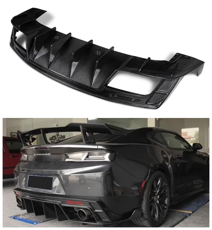 For Chevrolet Camaro 2011-2017 Real Carbon Fiber Rear Diffuser Spoiler Full Body Kit