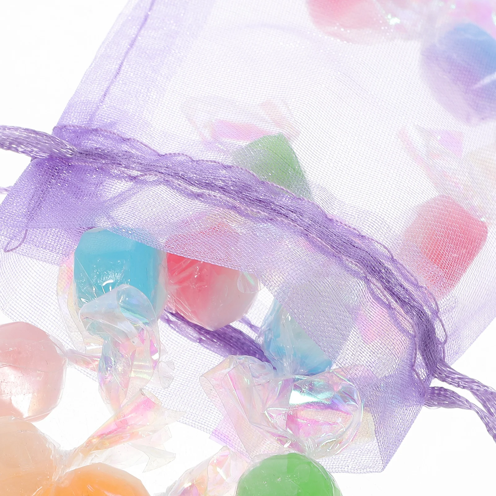 50 Pcs Drawstring Design Candy Bag Organza Gift Clear Bags for Gifts Purple Mini Presents