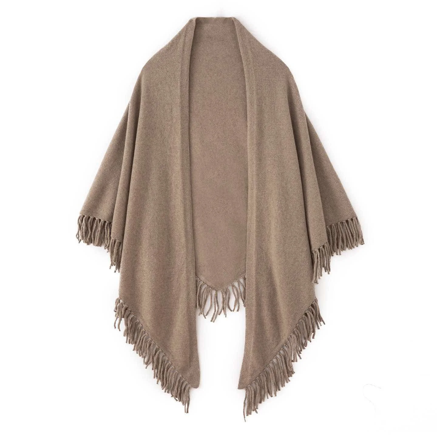 High Quality Real Mink Cashmere Tassel Triangle Shawl Scarf Women's Winter Fashion Triangle Shawl Solid Knitted Scarf Shawl