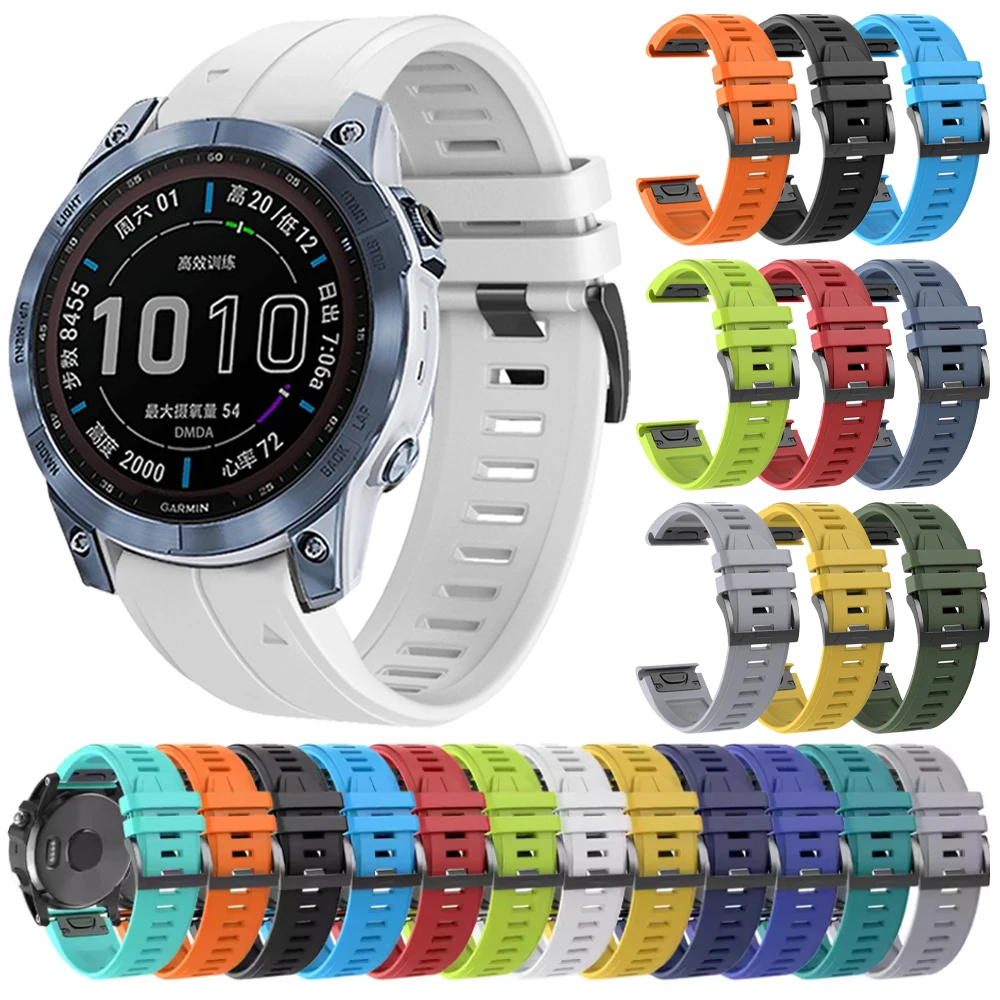 Correa de reloj de silicona de 22 y 26mm para Garmin Fenix 7 7X 8 E 6X 6 Pro 5 5X Plus Epix Gen2 Enduro 3 Instinct 3 correa Solar de liberación rápida