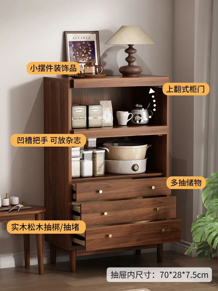 Vintage-style living room sideboard - solid wood with glass doors, wall-mounted storage cabinet