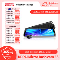DDPAI Mola E3 9.35'' rearview camera Mirror Dashcam 2K Car Dash Camera Front and Rear Dual-Channel HDR Voice Control 24H Park