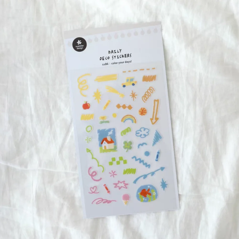 

Корейский импортный бренд Suatelier Color Your Days ПВХ наклейка Скрапбукинг Diy Журнал Дневник Декор Канцелярские наклейки