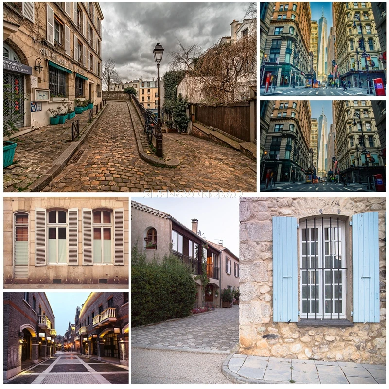 

Vintage European Street View Scenery Photography Backdrops Wedding Travel Photo Backgrounds Studio Props 21928 DFG-04