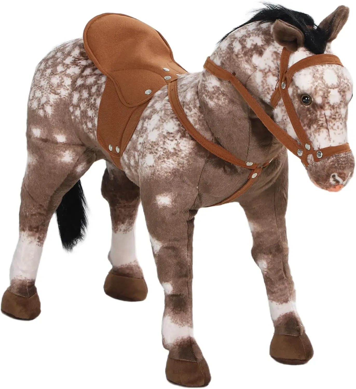 Ride on Horse with Neighing Sound Saddle for Kids 3-8 Years Brown