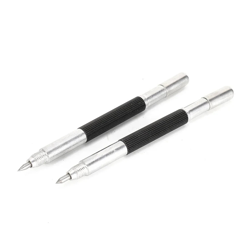 2pcs Double Ended Tungsten Steel Tip Scriber Clip Pen Ceramics Glass Shell Metal Construction Scribe Marking Tools 137mm