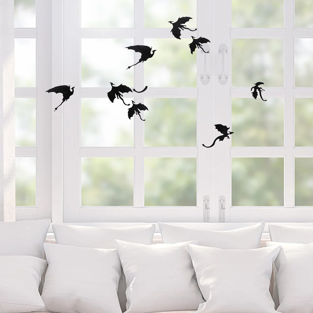 

2 set Dinosaur Wall Decals Halloween Black Dragon For Window Wall Window Dinosaur Decor Decoration Party Supply Ornament Sticker