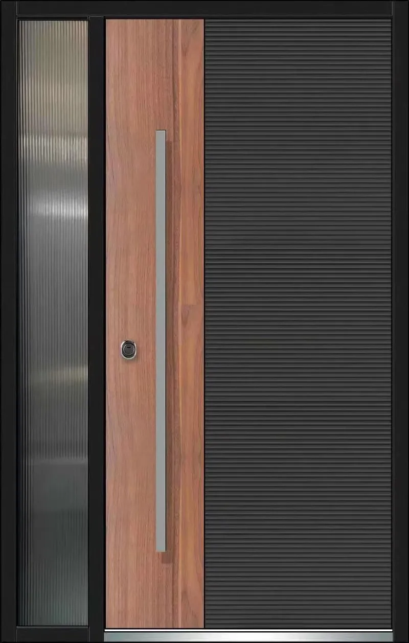 Modern anti-theft swivel metal prefabricated front door luxury high-end with zinc alloy door frame, door handle and lock
