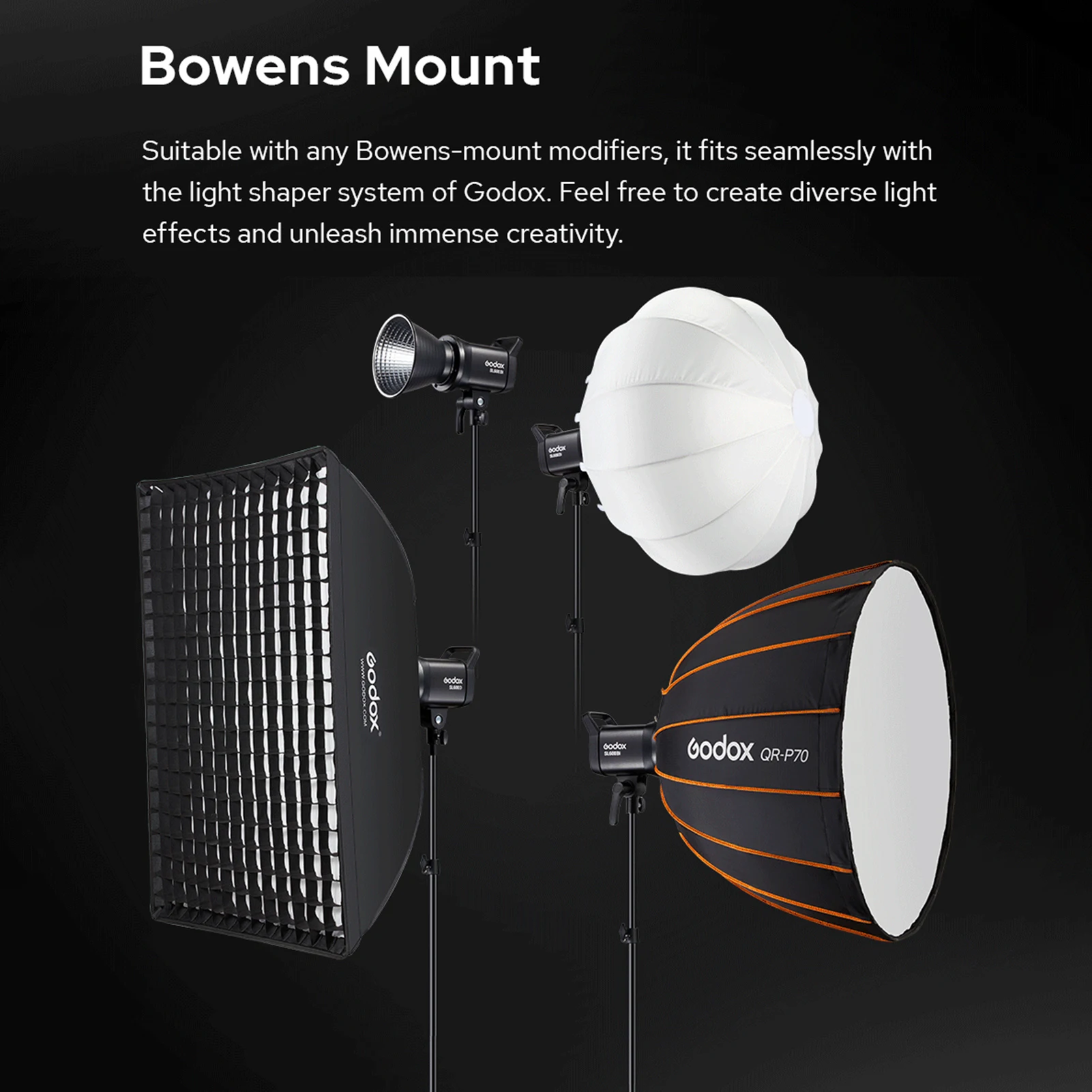 Godox SL60IID Studio LED Video Light 70W Photography Fill Light 5600K±200K Bowens Mount APP/2.4G Wireless/On-board Control