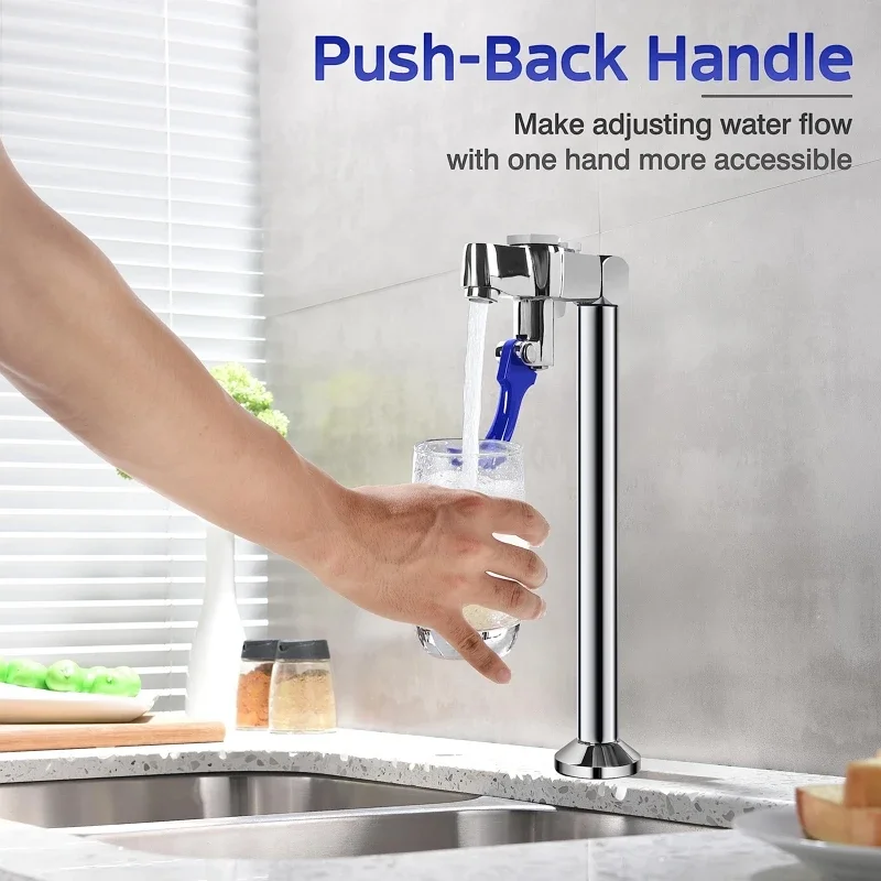 Push-Back Glass Filler Faucet Water Bottle Filling Station Deck Mount Water Purifier Faucet for Kitchen Cafe Bar Water Station