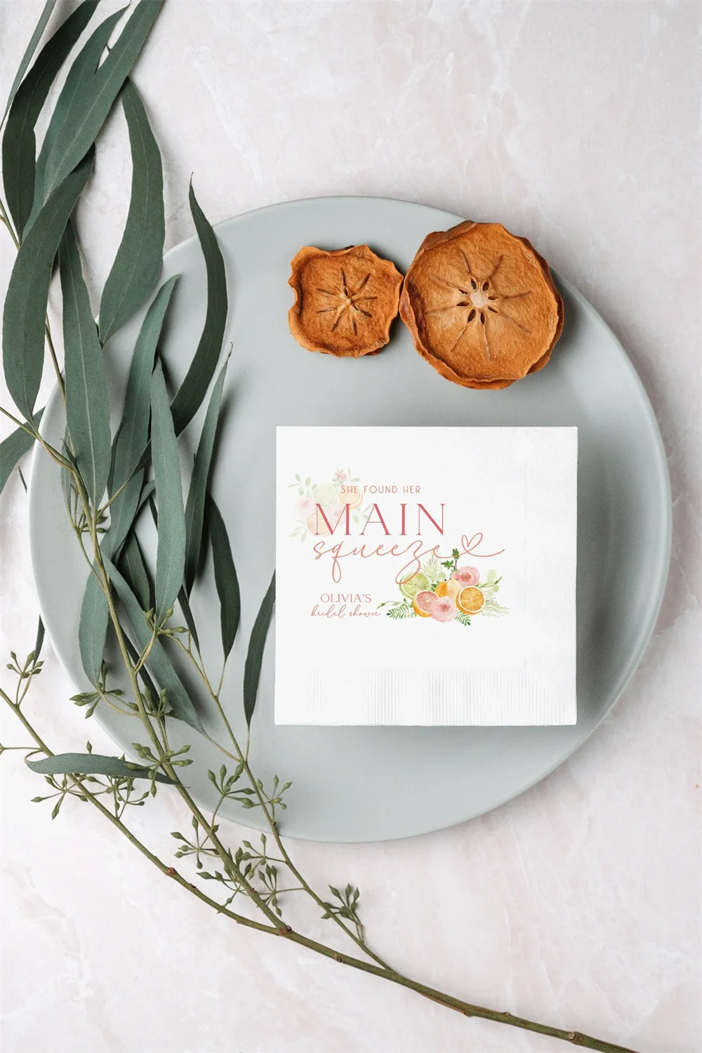 50PCS Main Squeeze Bridal Shower Napkins, She Found Her Main Squeeze Napkins, Personalized Bridal Napkins, Citrus Bridal Shower,