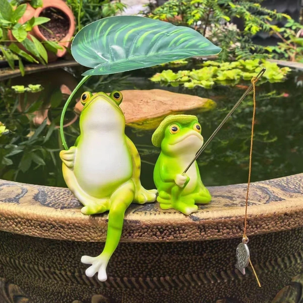 Aquarium Fish Cartoon - Cartoon Resin Frog Figurine Creative with
