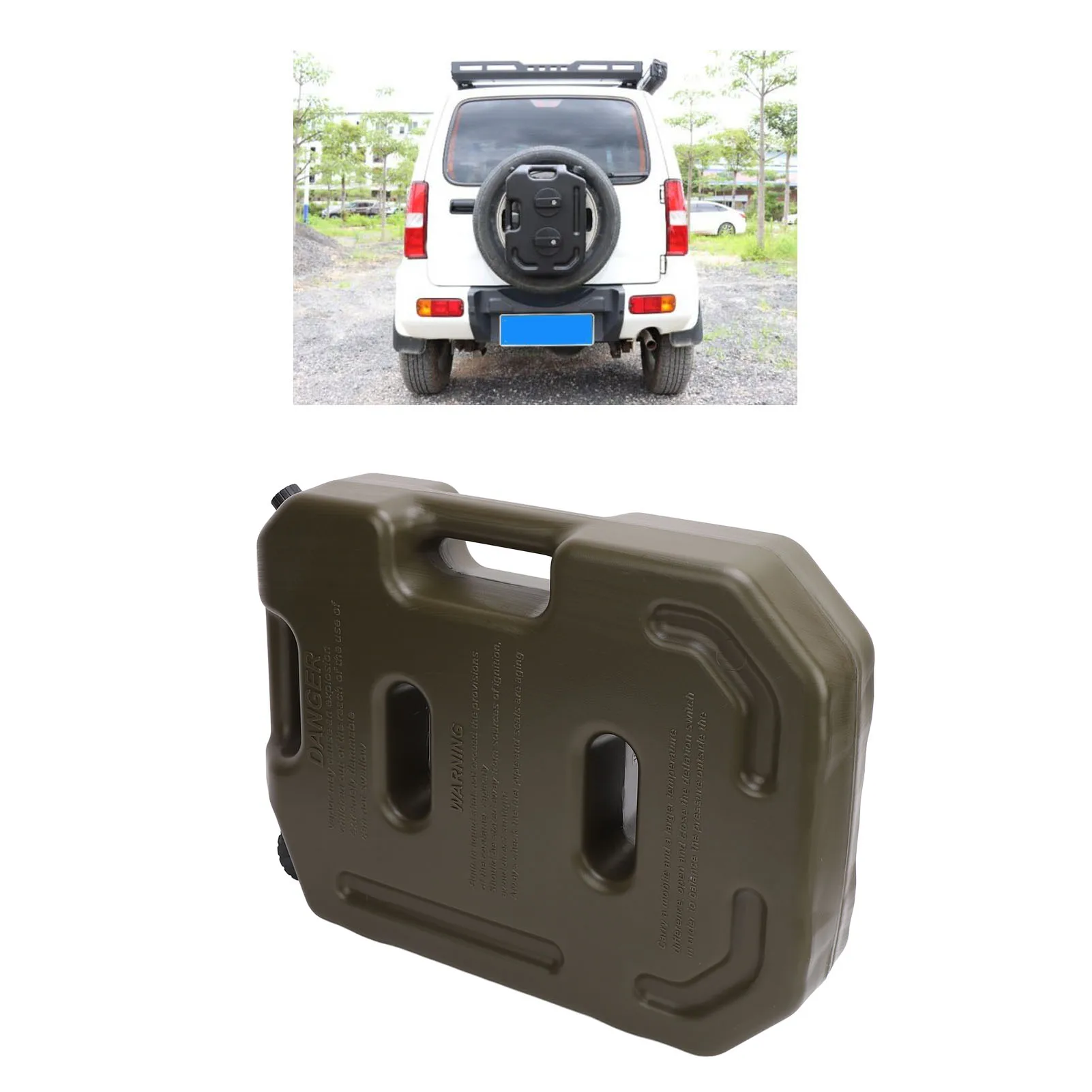 Tanque de gas todoterreno de 10 l (2,6 galones): lata de combustible de repuesto portátil (verde, sin soporte) - Para automóvil, motocicleta, UTV, ATV, combustible duradero