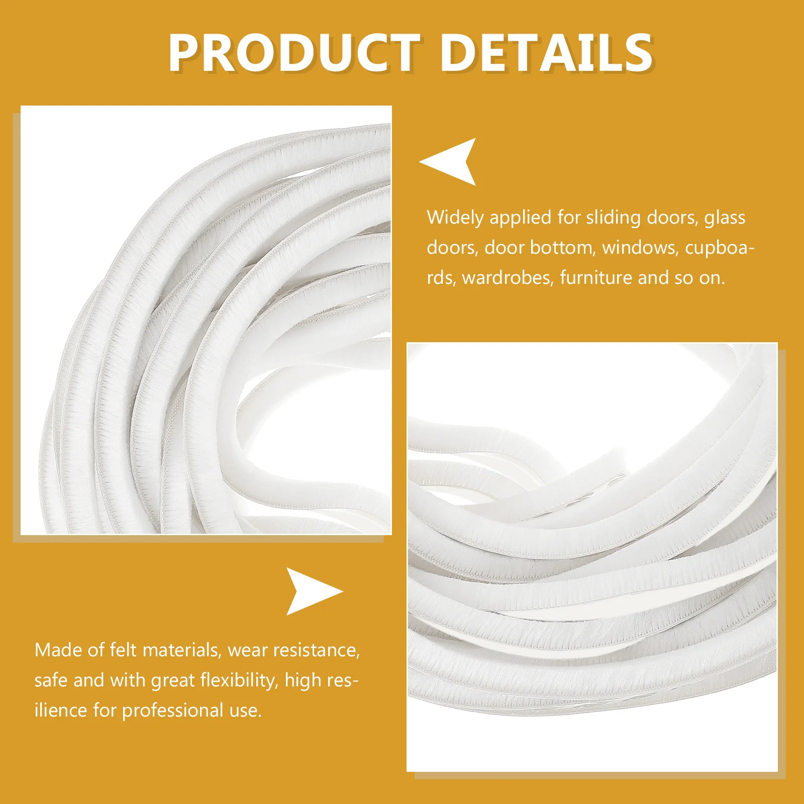 

Self-Adhesive Door Sealing Strip Felt Material Strong Adhesion Anti-Collision Wind Dust Noise Reduction for Sliding Glass Doors