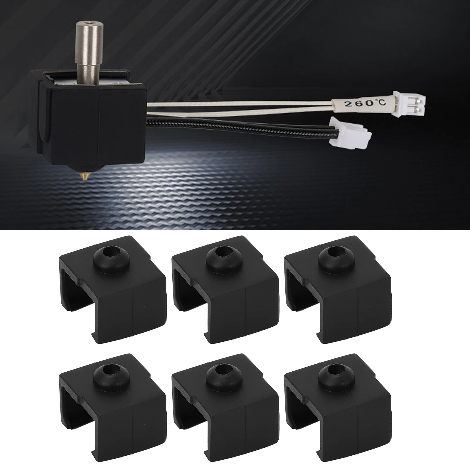 

6PCS Hotend Silicone Sleeves 280℃ Temperature Resistance 3D Printer Extruder Silicone Cover Socks for Ender 3 V3 SE