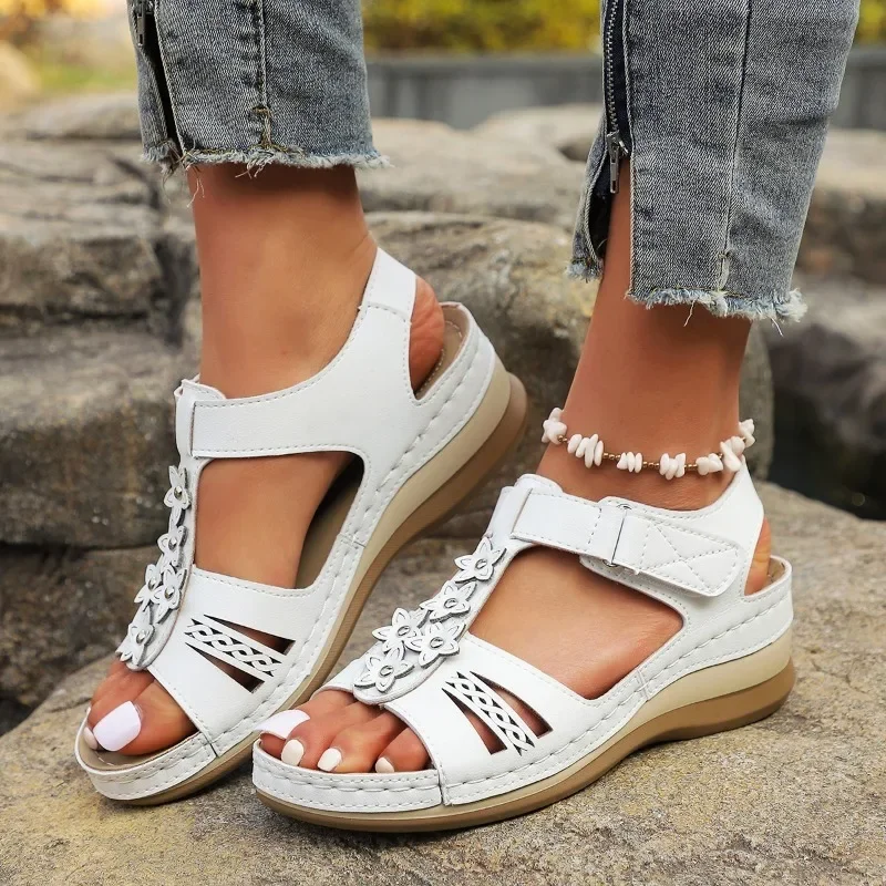 

Women's Shoes 2025 Hot Sale Peep Toe Women's Sandals Fashion Floral Casual Sandals Women New Plus Size Best Seller Wedge Sandals