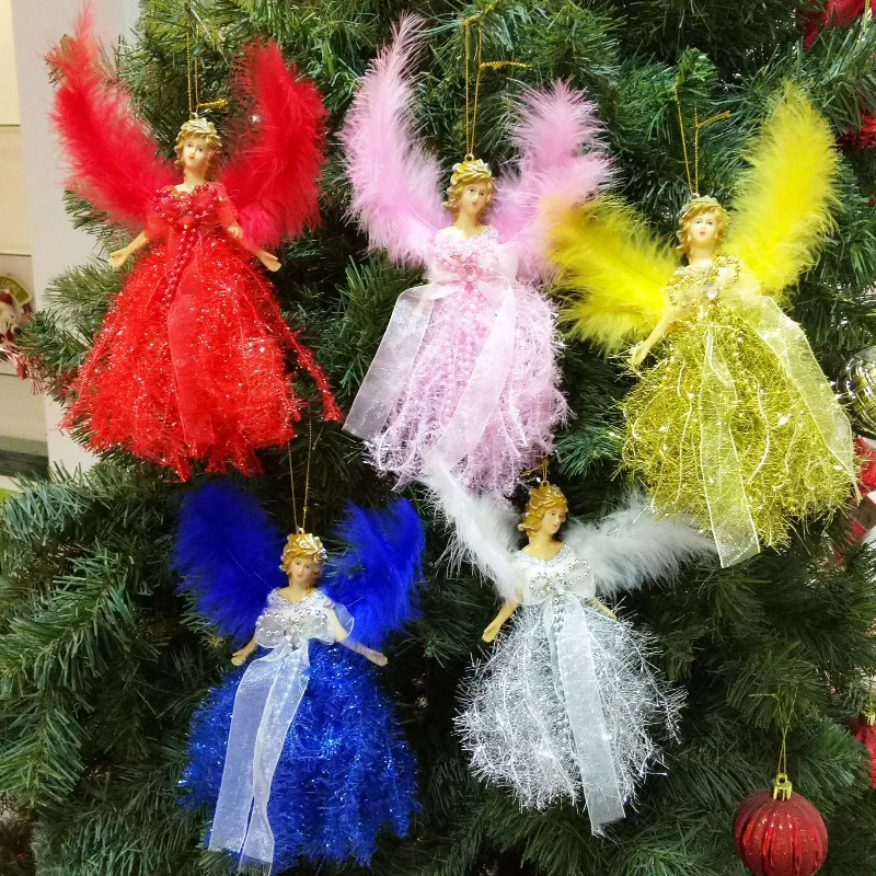 

Christmas Tree Angel Topper with Wings Handmade Angel Doll Christmas Gifts for Indoor Christmas Tree Ornaments Festival Supplies