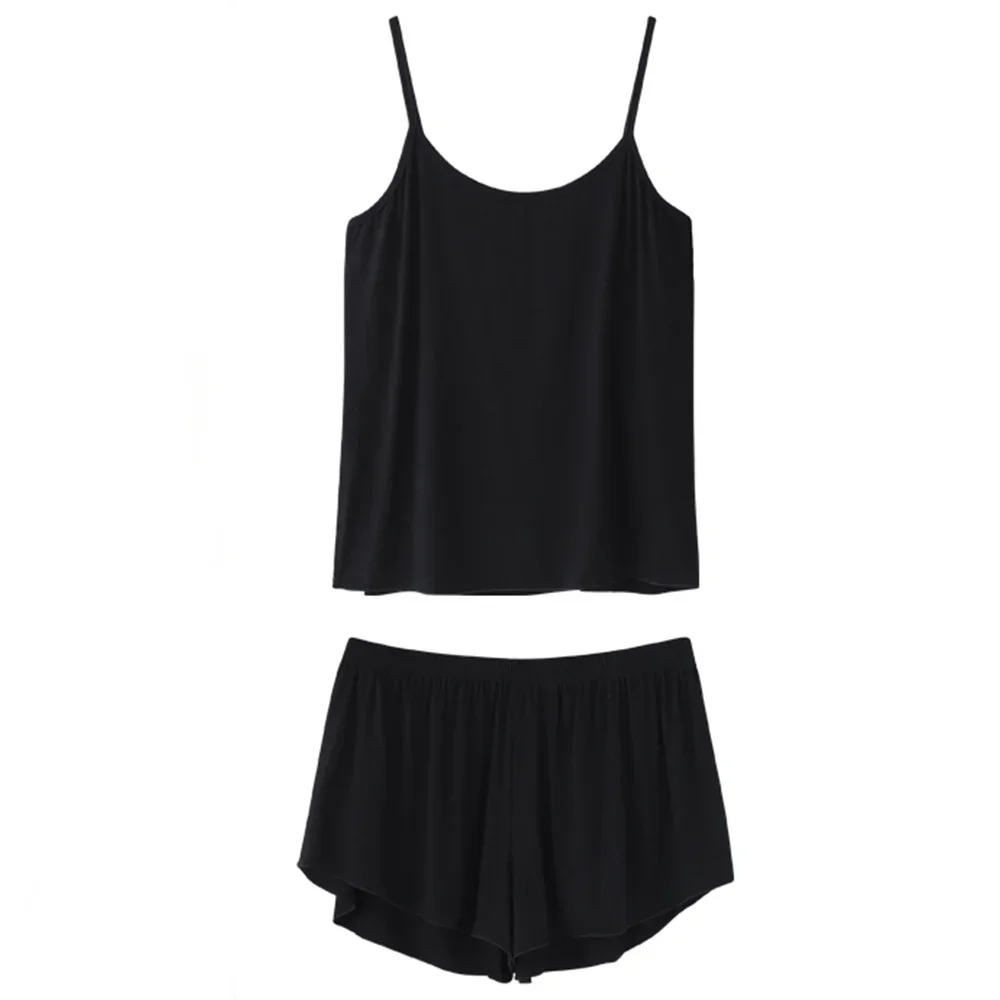 

Women Casual Women Summer Pajamas Set Sexy Nightwear Women Camisole Shorts Nightclothes Strap Black L Xl Xxl Smooth Soft