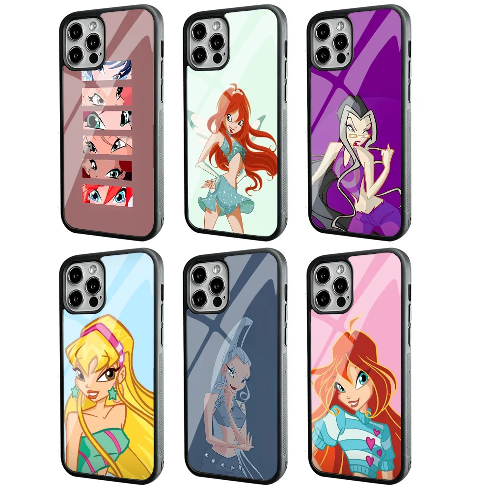 Girl W-Winx Clubs Phone Case For IPhone 11 12 13 14 15 Plus Pro Max Mirror Acrylic PC TPU Cover