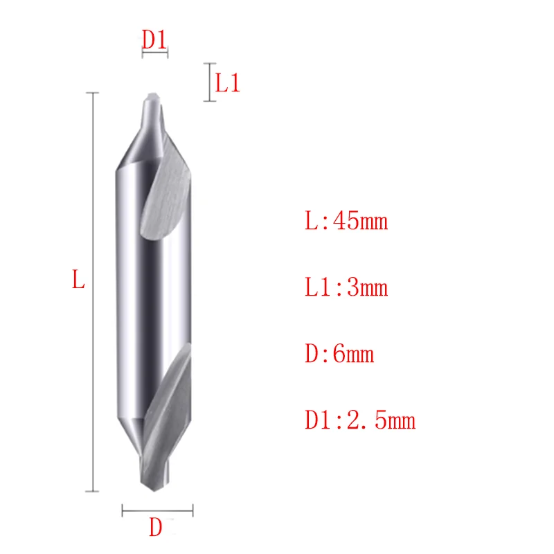 YRFL 5PCS HSS Center Drill Bit Combined Center Drills 60 Degree Countersinks Angle Bit Metal Drill Bit HSS-TIN