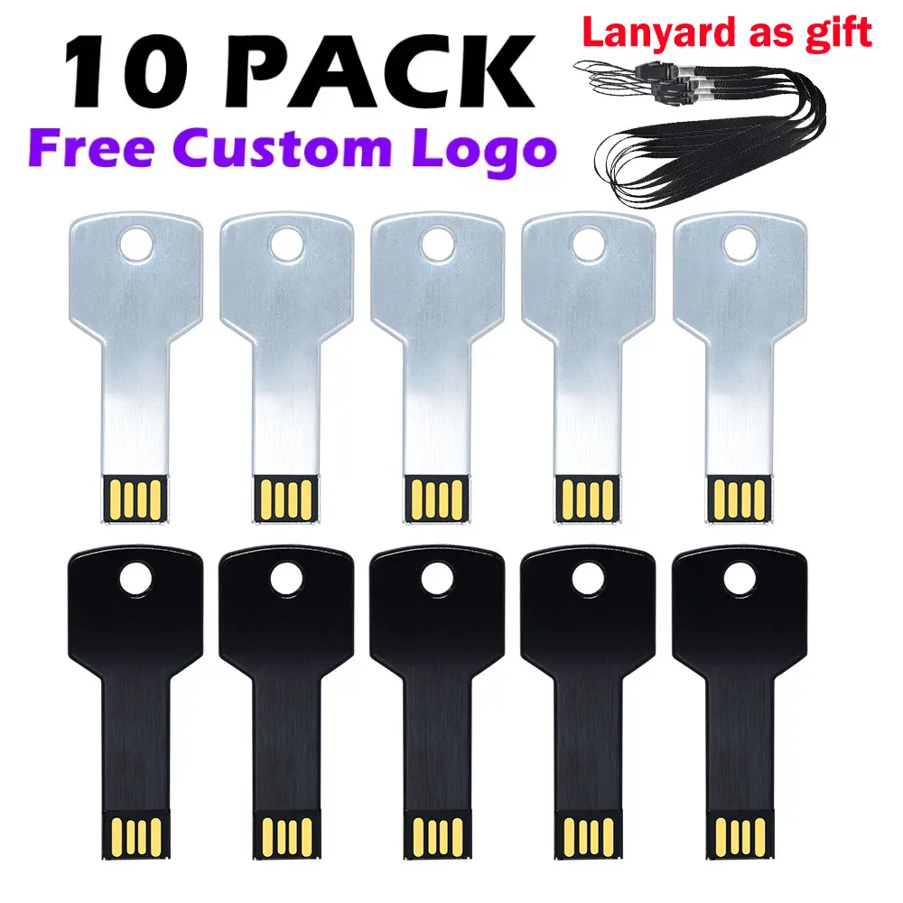 

Free logo 10Pcs/LOT Personalized Logo USB 2.0 Key Shape Metal Memory U Stick 4GB 8GB Usb Pen Drive 32GB 16GB Usb Flash Drive 2GB