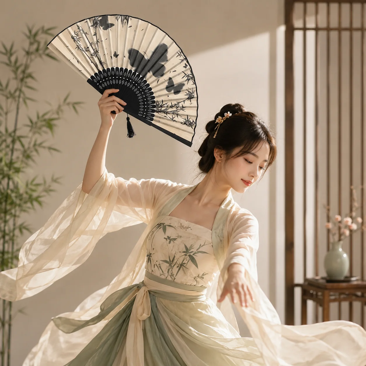 Vintage Silk Folding Fan Woode - đánh giá và giá Photography Vintage Style