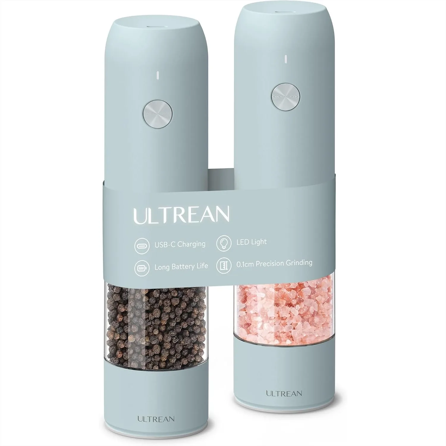 

Перезаряжаемая мельница для перца с регулируемой степенью помола, LED-подсветкой, управлением одной рукой, синий кухонный гаджет