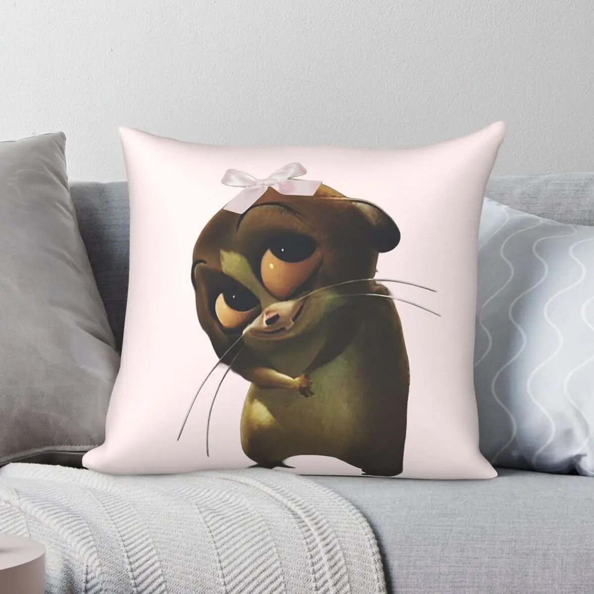 Madagascar Cutie Mort Pillowcase Polyester Linen Velvet Creative Zip Decor Bed Cushion Cover