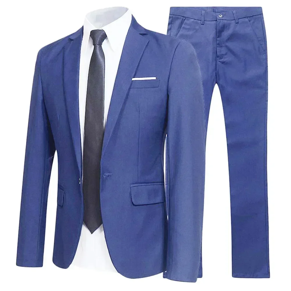 

Elegant Men's Tuxedo Suit Blazer and Pants Set Slim Fit Jacket Coat for Formal Party Multiple Colors Available