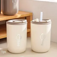 500ml Double Wall Stainless Steel Thermos Cups with Straw Insulated Thermal Mug Vacuum Flasks Coffee Travel Drinks Water Bottle