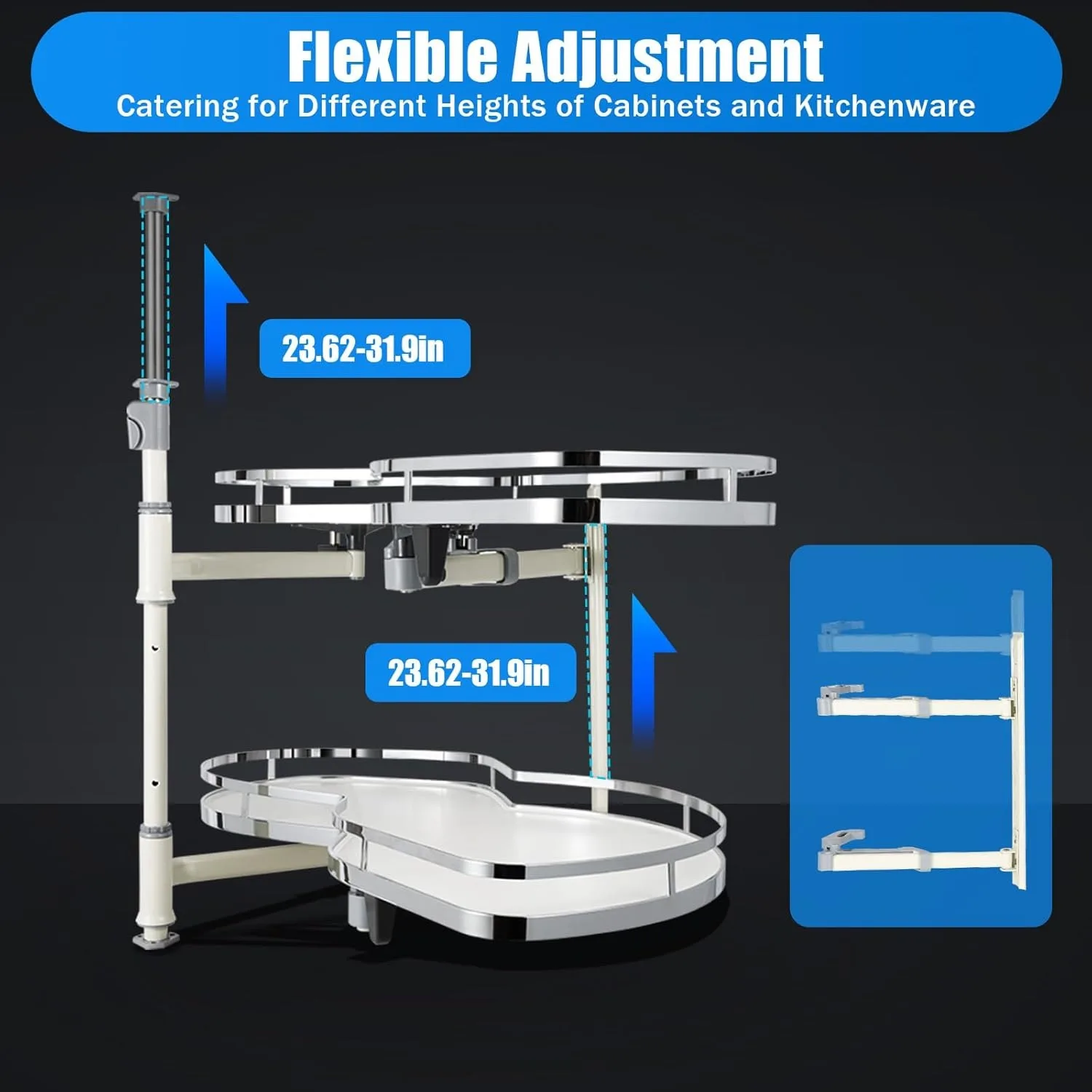 منطقة كاروسيل Eckschrank، Kücheneckschrank Auszug Erweiterbar Kücheneckenablage