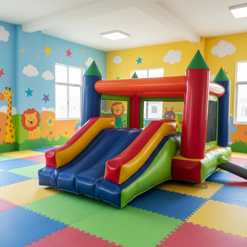 2025 New Design 3m*4m 0.48mm 0.55mm Pvc Inflatable Slide Castle With Slide Colorful Bouncy House Bouncy Dry Slide for Kids