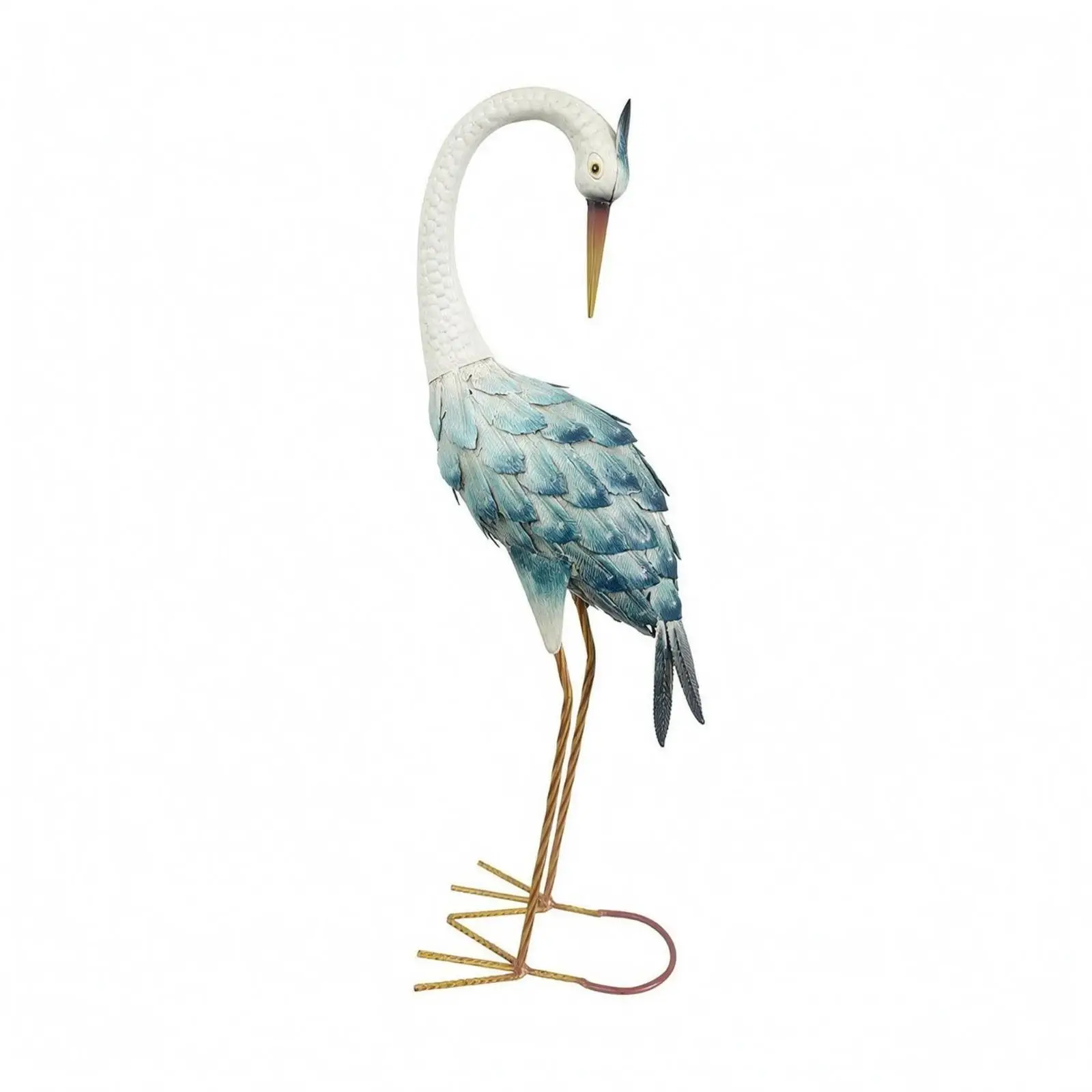 Yard Sculpture Large Iron Crane Bird Garden Decoration Statue Outdoor Metallic Decorative Figure for Landscape