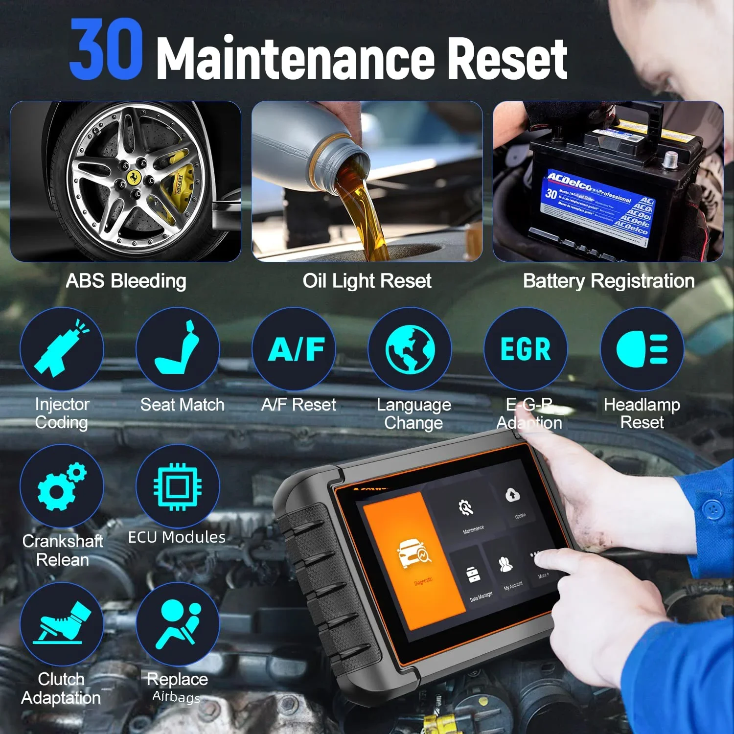 Foxwell NT809 OBD2 Car Scanner All System Code Reader IMMO A/F Oil ABS EPB 30 Reset Bi-directional OBD 2 Car Diagnostic Tools