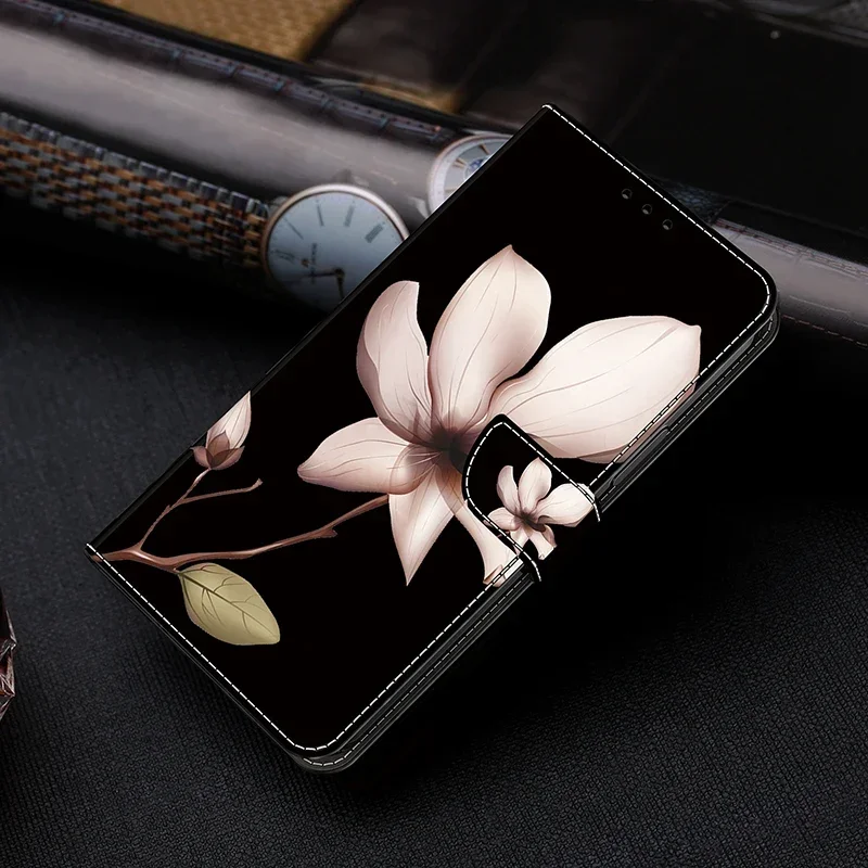 Cute Flower Pattern Case For Redmi 9 9A 9C 9T 10 10C Redmi Note 9 Pro 9S 10 10S Magnetic Leather Flip Wallet Card Holder Cover