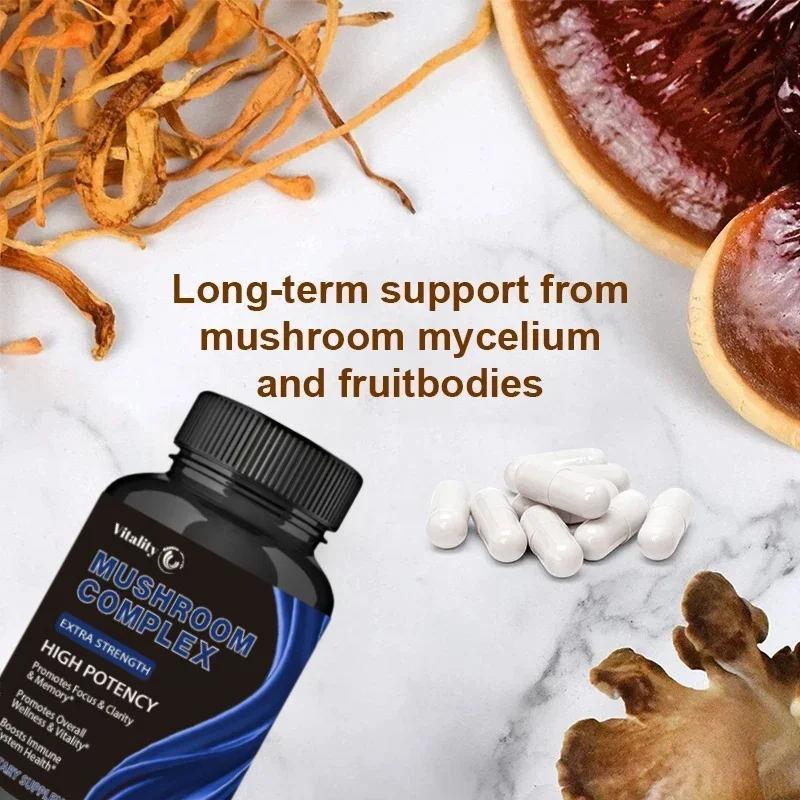 Vitality Blend Supplement - Lions Mane, Cordyceps,Turkey Tail -Natural Stress & Mood Support Brain, Memory & Focus, Immune