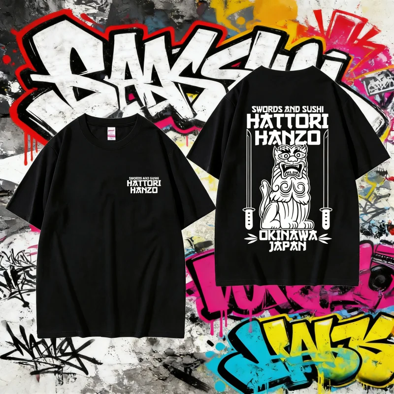 2025-verao-hattori-hanzo-espadas-vermelhas-e-sushi-matar-bill-okinawa-japao-tarantino-masculino-feminino-100-algodao-puro-impresso-camiseta