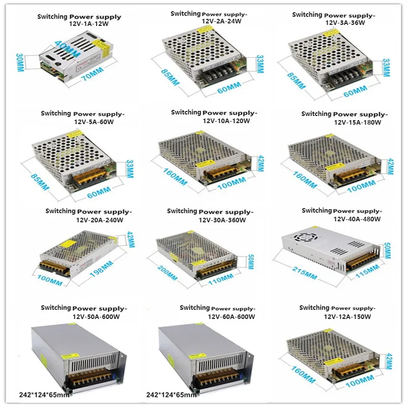 5V 12V 24V 36V 48V Power Supply 1A 2A 3A 5A 10A 20A 30A Converters High Voltage AC to DC Low Voltage Switching Power Supplies