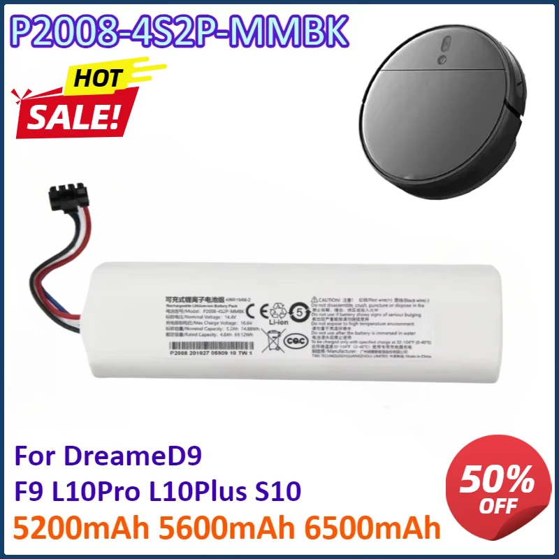 

P2008-4S2P-MMBK Replacement Battery For Xiaomi Mijia Mi Sweeping Mopping Robot Vacuum Cleaner 1T Dreame D9 F9 L10Pro L10Plus S10