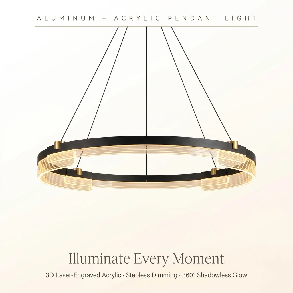 Minimalist Round Ring LED Pendant Light 60/80/100cm Dimmable Remote 3-Color Chandeliers for Home Living Room Dinning Room Decora