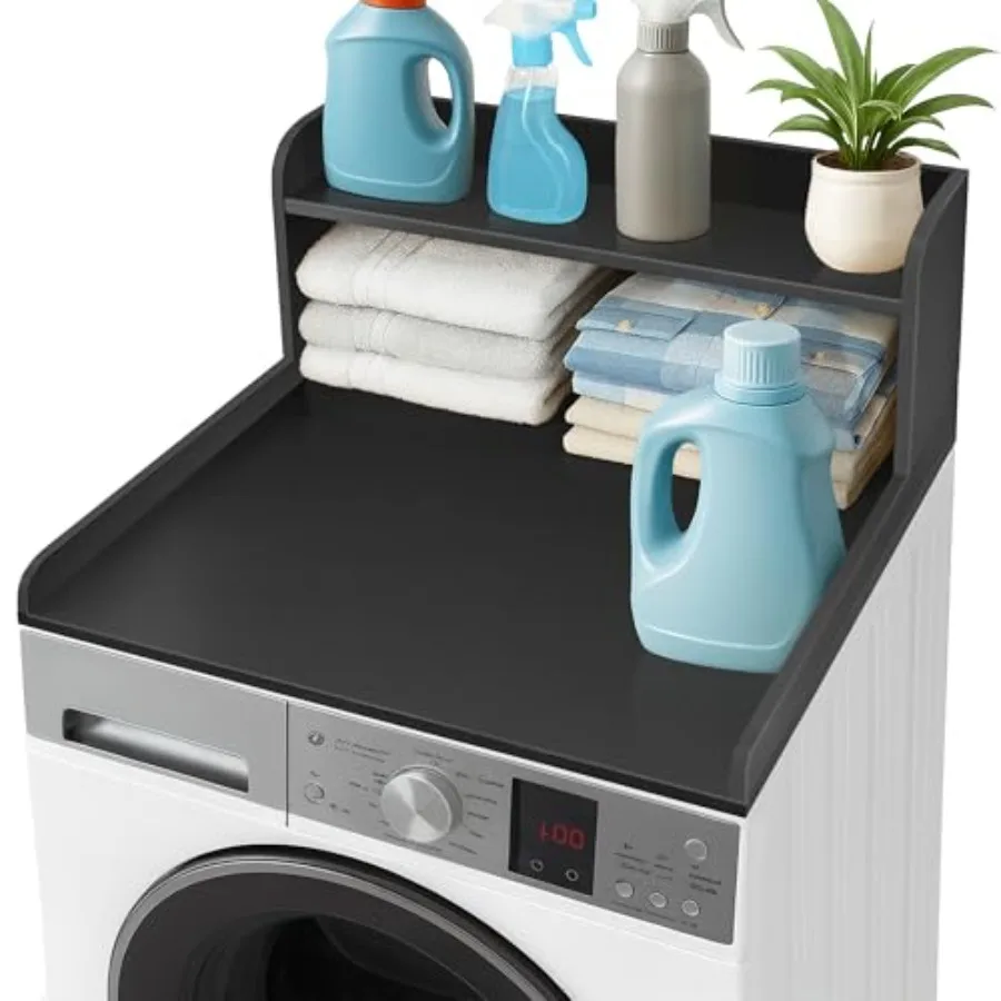 

Washer Dryer Countertop with Shelf2-Tier Laundry Countertop for Single Washer and Dryer Soild Wood Core Washer Dryer Topper for