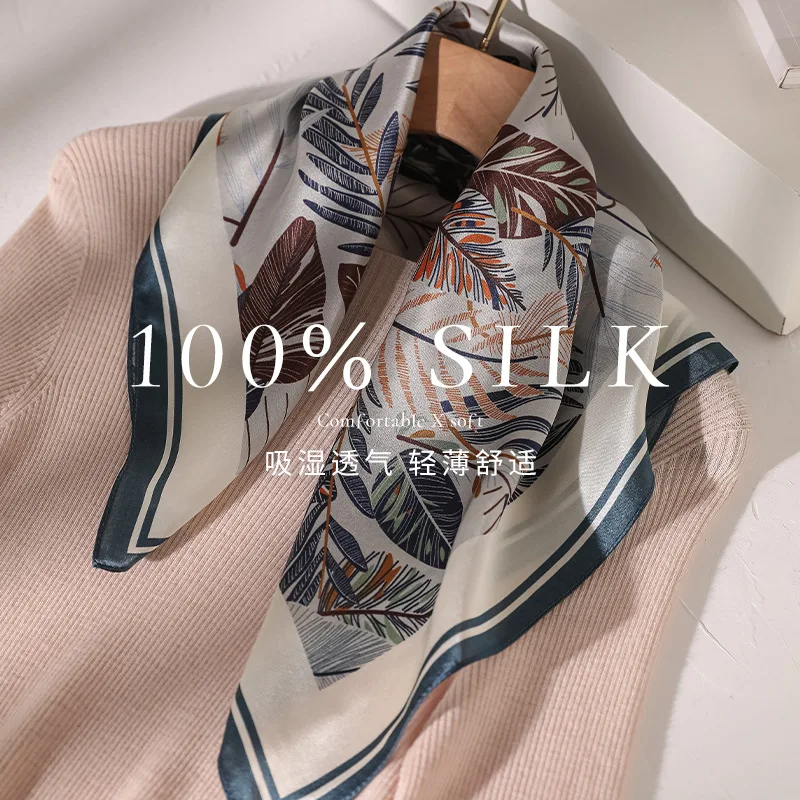 

100% Silk Scarf Fashion Hijab Hair Band Woman Headscarf Shawls Ribbon Bandana Foulards Femme Luxury Brands Handkerchief