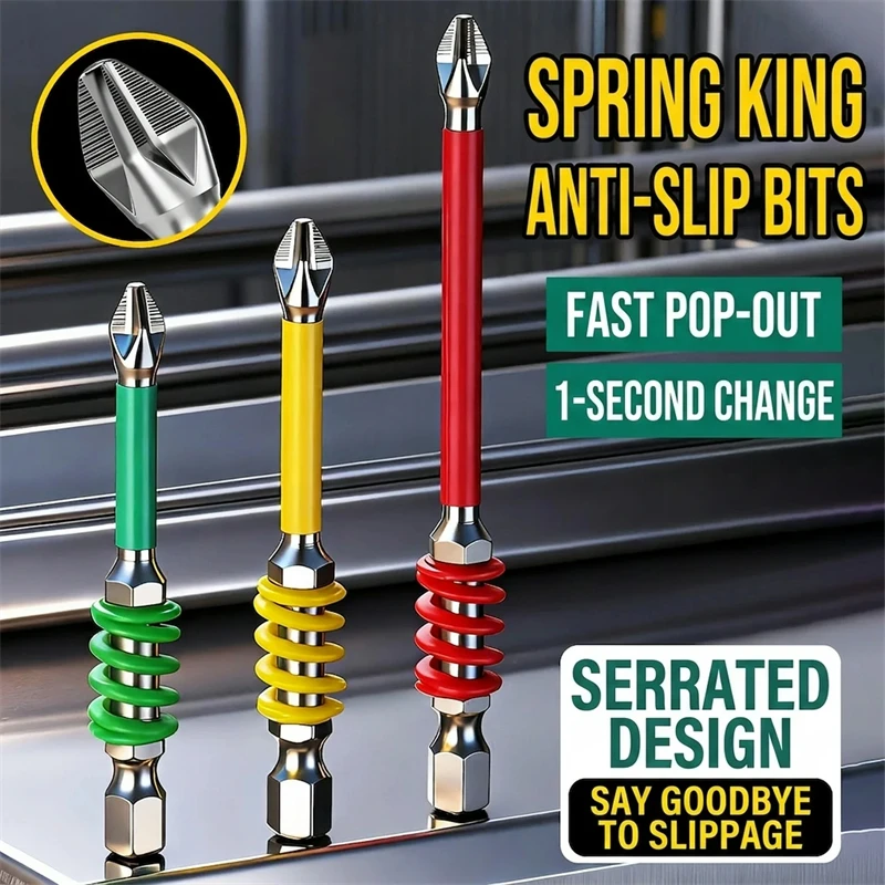 2Pcs Spring Screwdriver Bits Magnetic PH2 Driver Screw Anti-slip 65/70/90/150mm 1/4'' Hex Shank Drill Head Electric Repair Tool