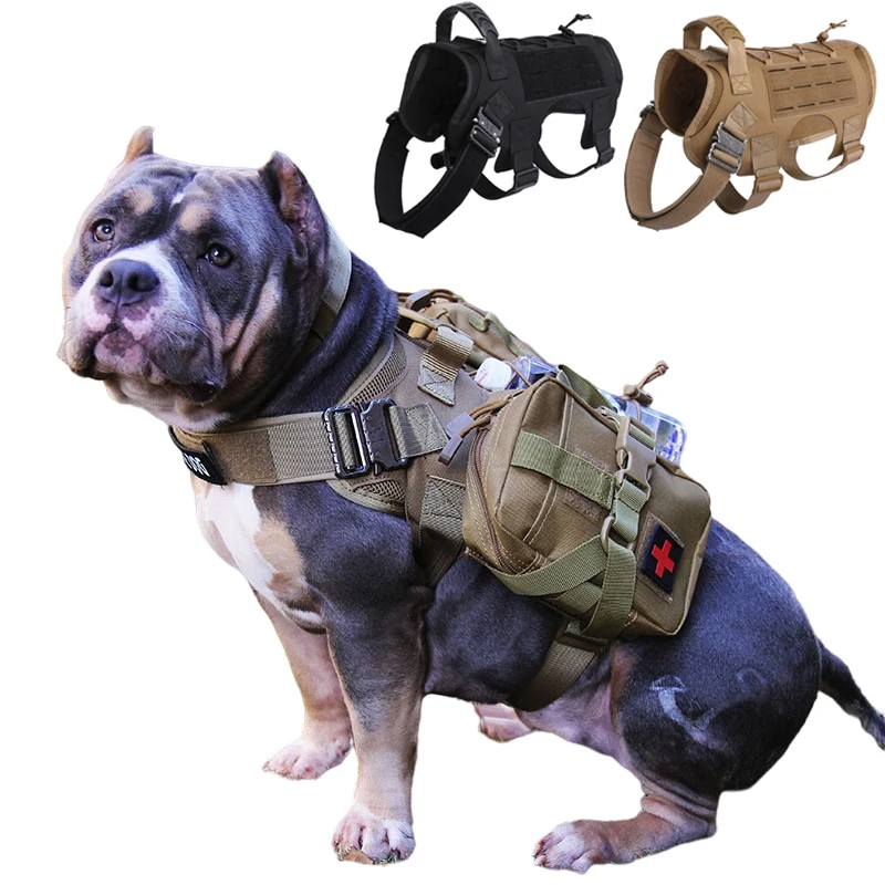 Nylon Harness For Large Dogs Military Tactical Dog Harness Vest For Walking Hunting German Shepherd Doberman Molle Training Vest