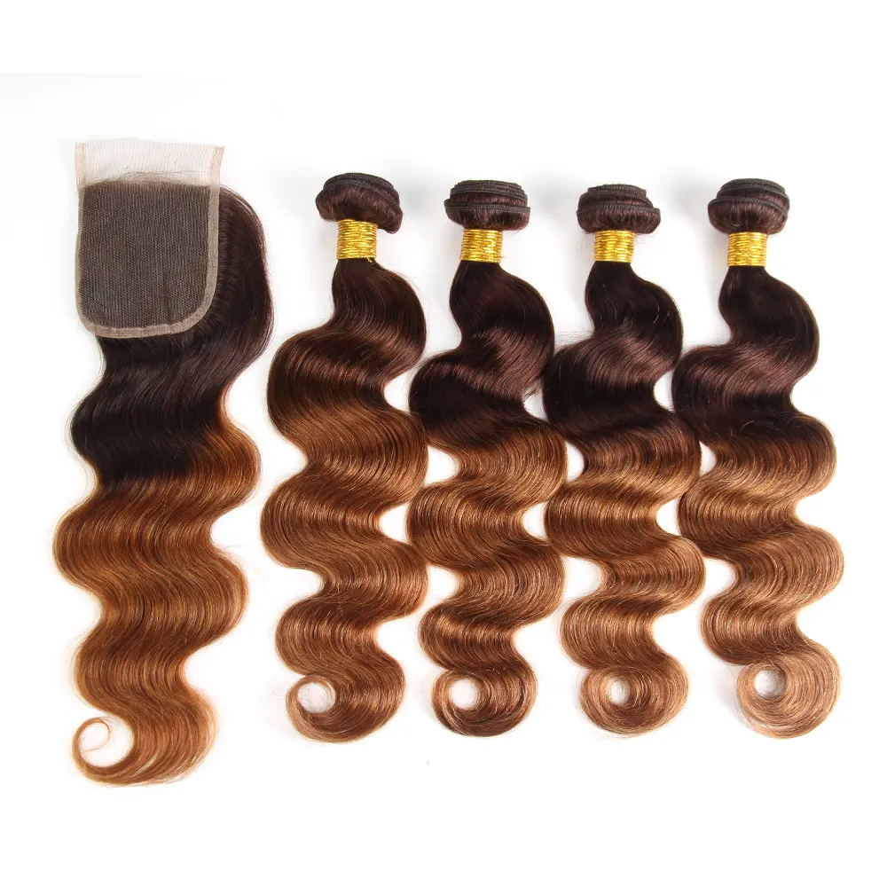 Barato al por mayor 30 32 pulgadas onda del cuerpo 3 4 mechones con cierre 4x4 pelo brasileño agua ondulado tejido extensiones de cabello humano