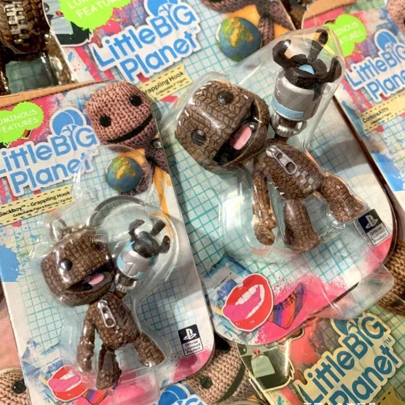 Kis biss Planéta afro sackbot Akció Alakzat Ingó joints toys keychain Medál Szólam sackboy manöken toys szülinapi Adomány számára gyerekeknek